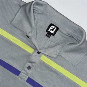 FootJoy Gray Polo with Yellow and Blue Stripes